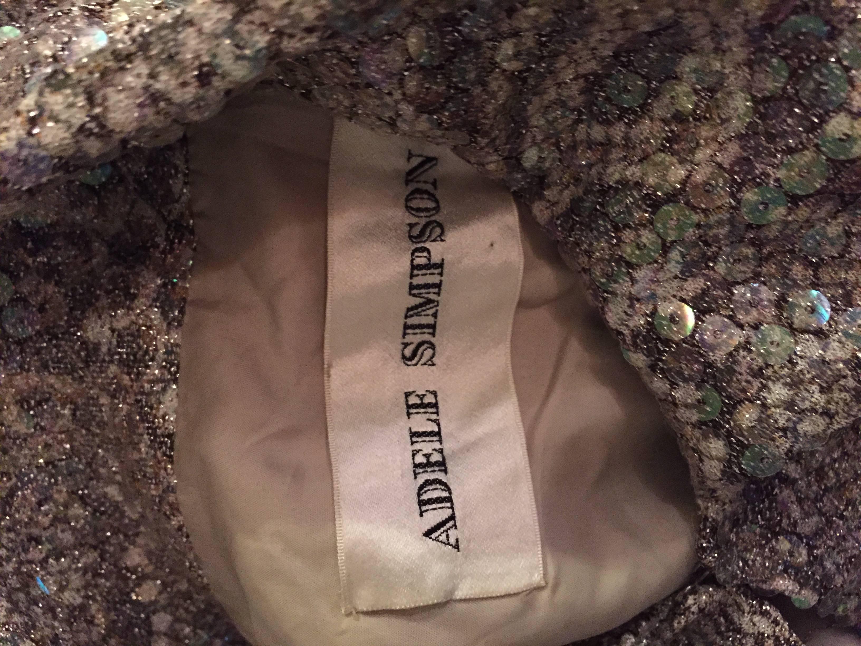 Amazing Adele Simpson Early 70s Vintage Snakeskin / Python Print Sequin Dress In Excellent Condition In San Diego, CA