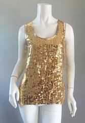 Vintage Oleg Cassini Gold Sequin Silk Blouse / Shirt