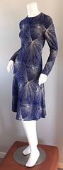 Important Vintage 70s Diane Von Furstenberg ' Fireworks ' Blue + White Dress DVF