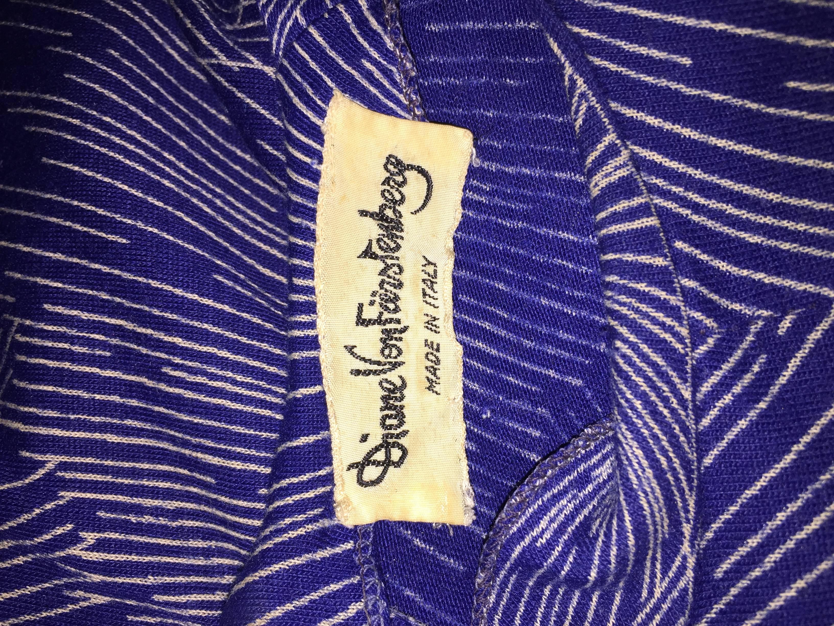 Wichtiges blau-weißes Vintage-Kleid von Diane Von Furstenberg „ Fireworks“, DVF, 70er Jahre 4