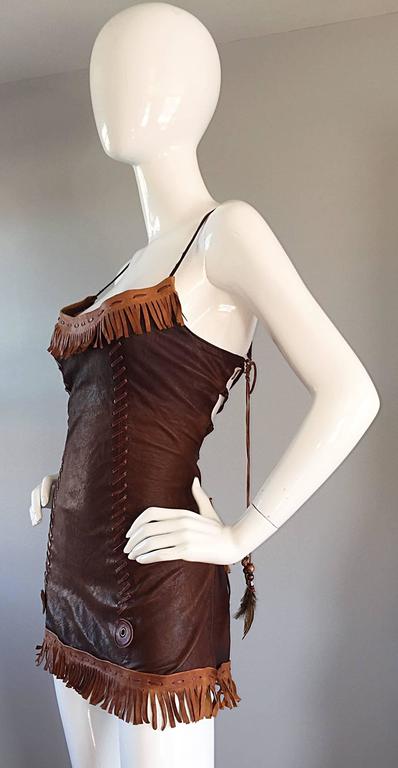 Dsquared2 Spring 2005 Christina Aguilera Runway Leather Vintage Mini Dress