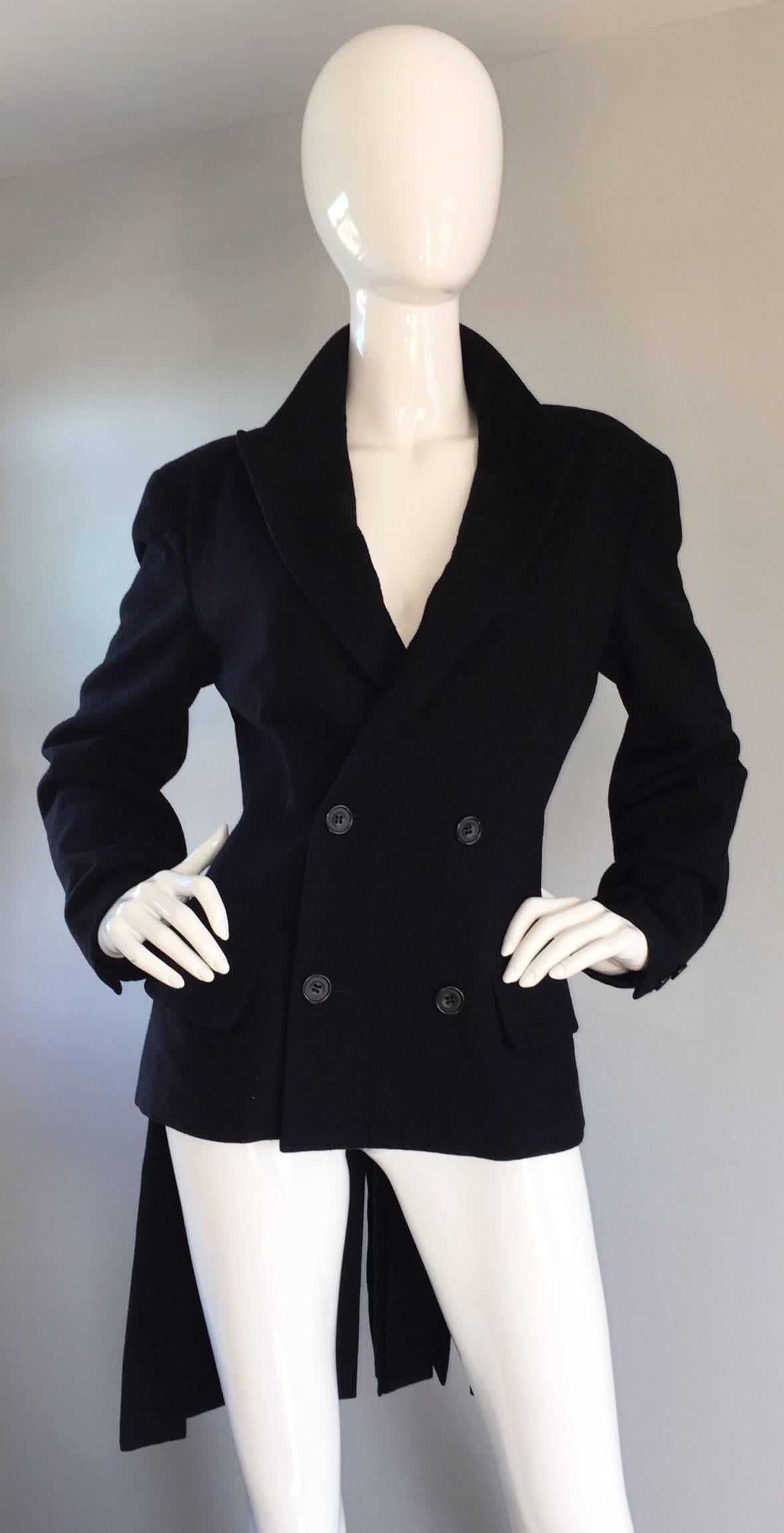 Seltene frühe Yohji Yamamoto Schwarze Wolle ' Waschsaum ' Vintage Jacke / Blazer im Zustand „Hervorragend“ im Angebot in San Diego, CA
