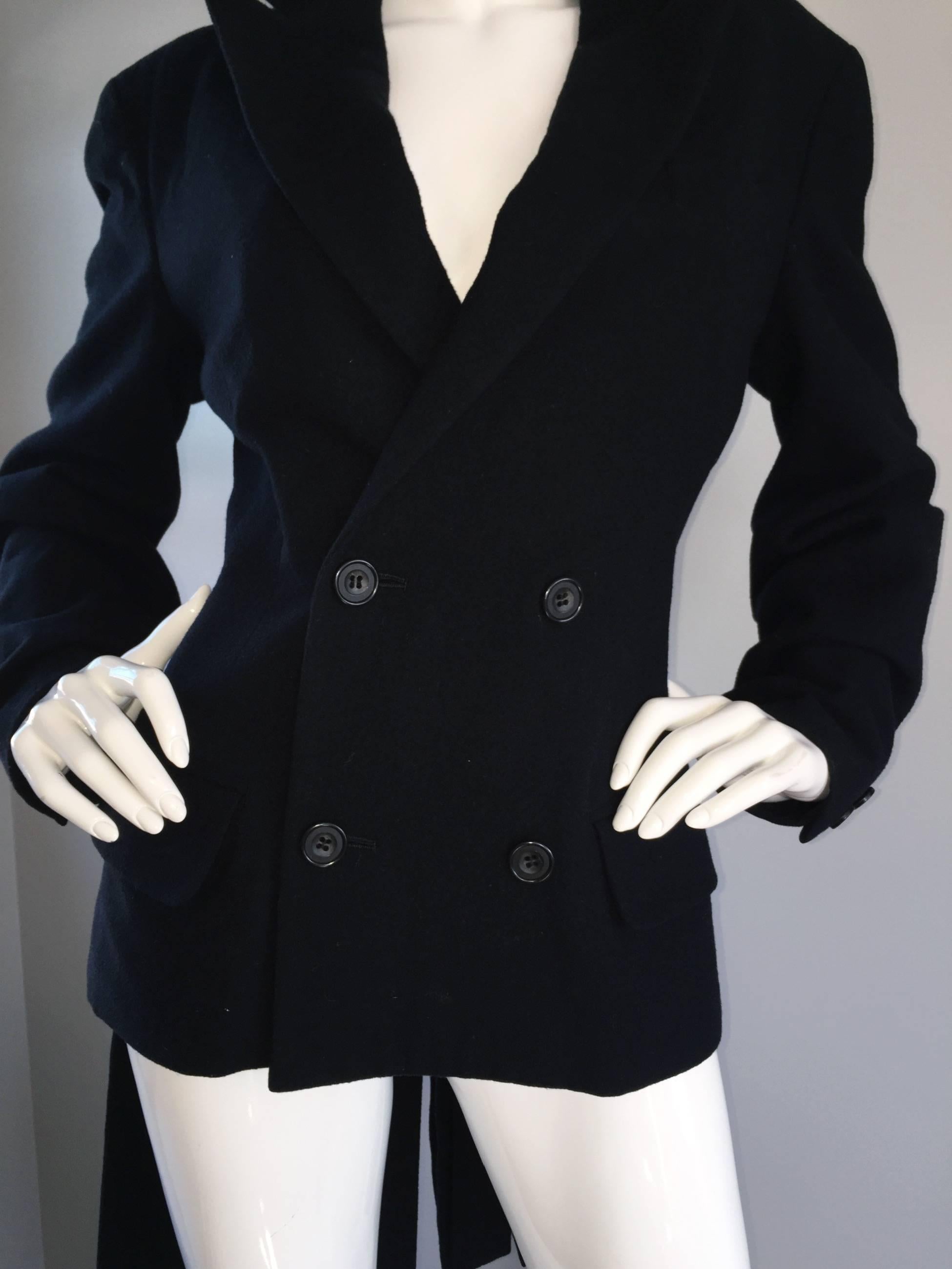 Rare Early Yohji Yamamoto Black Wool ' Carwash Hem ' Vintage Jacket / Blazer For Sale 3