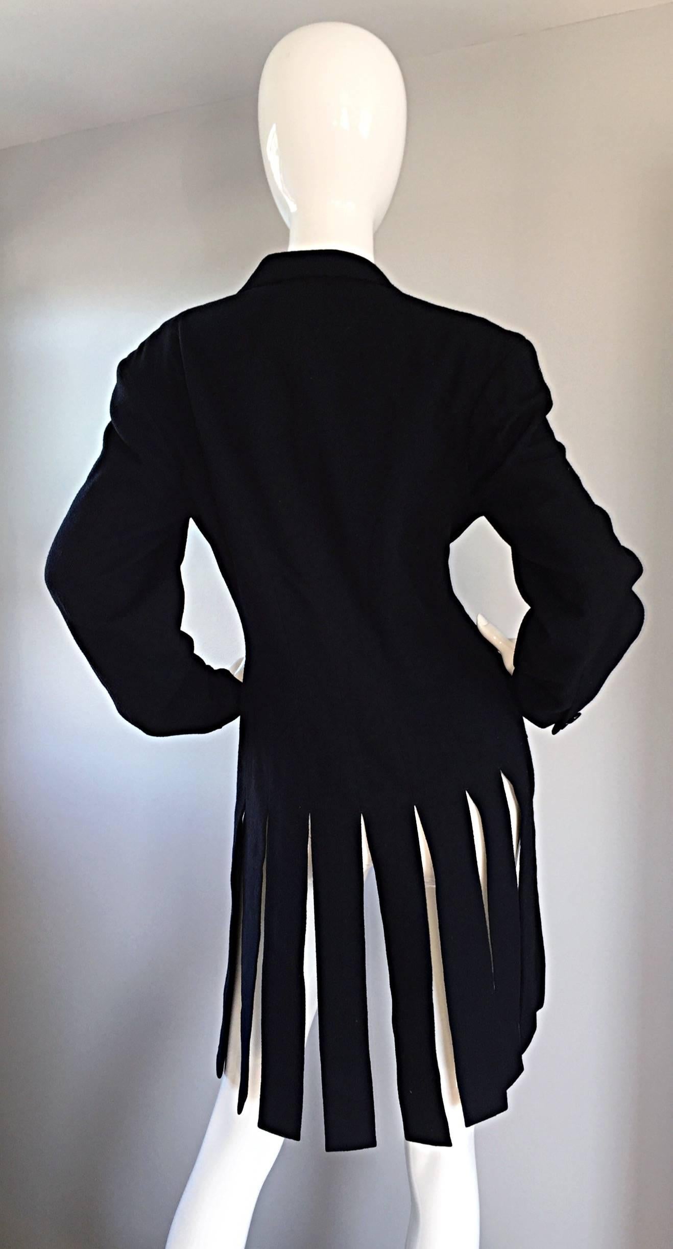 Women's Rare Early Yohji Yamamoto Black Wool ' Carwash Hem ' Vintage Jacket / Blazer For Sale