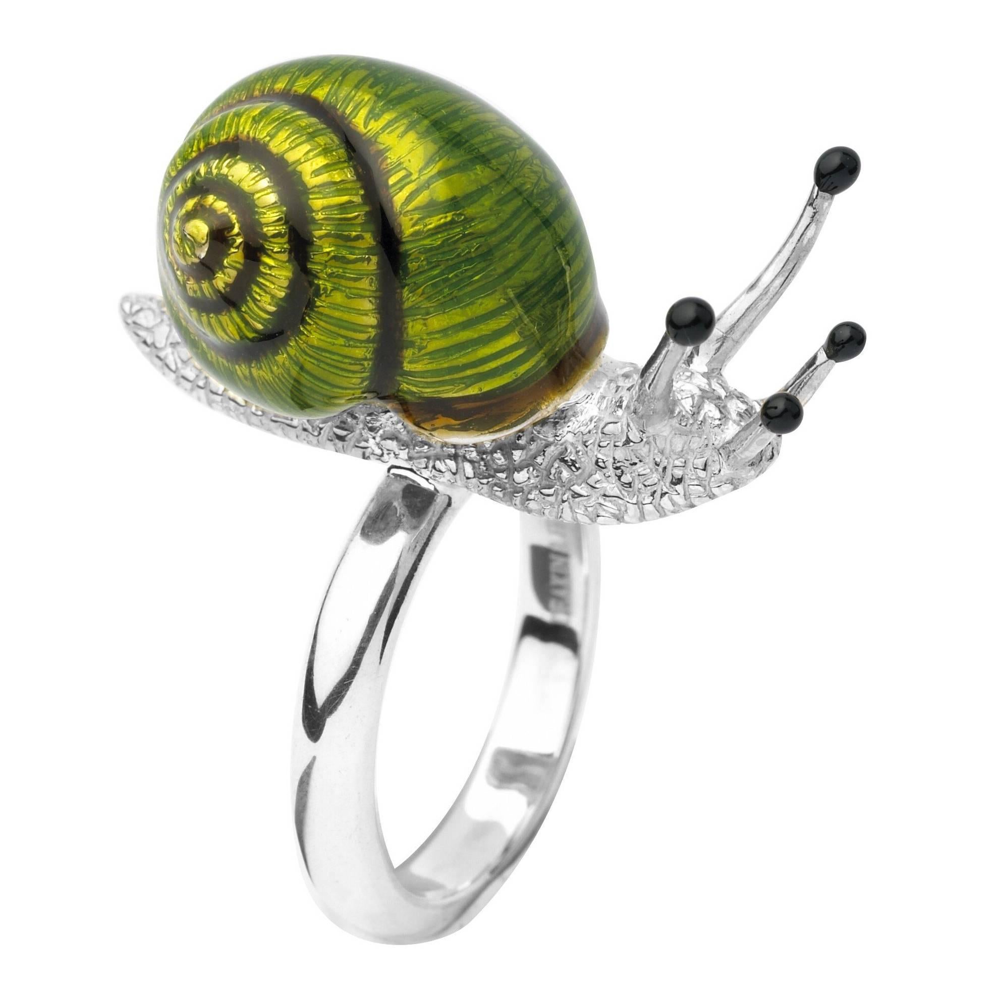 Enamel Snail Ring by Deakin & Francis For Sale