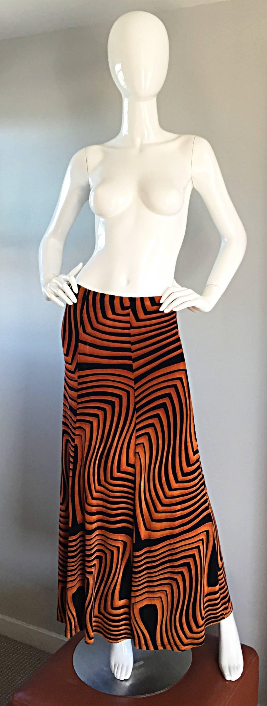 Women's Vintage Jean Paul Gaultier 90s 3 - D Burnt Orange + Black Jersey Skirt or Dress
