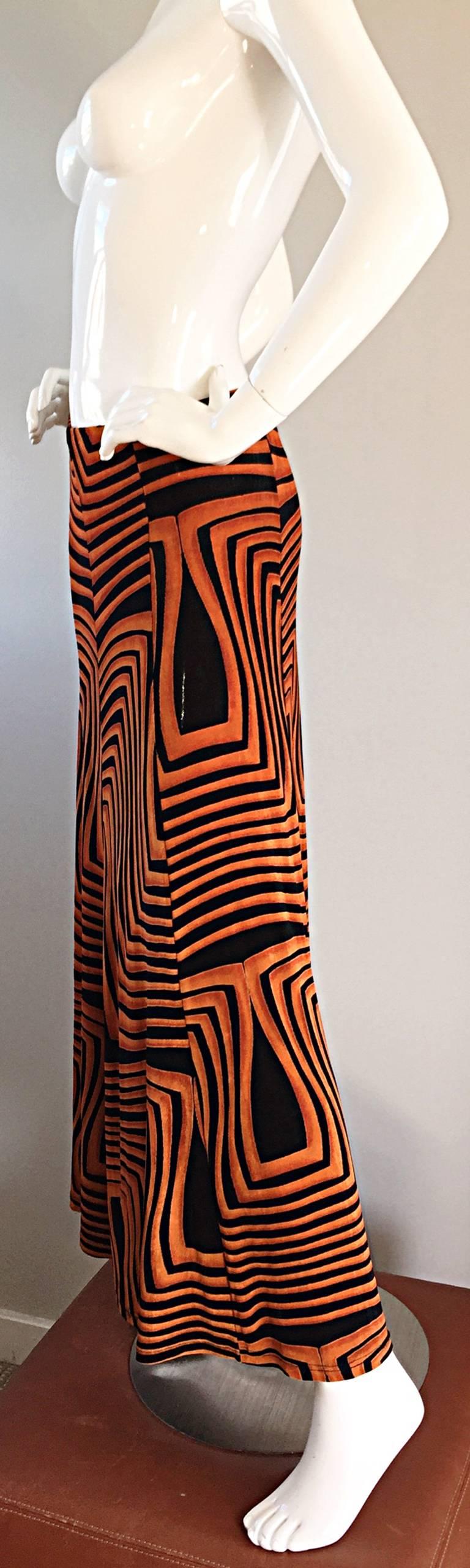 Vintage Jean Paul Gaultier 90s 3 - D Burnt Orange + Black Jersey Skirt or Dress 4