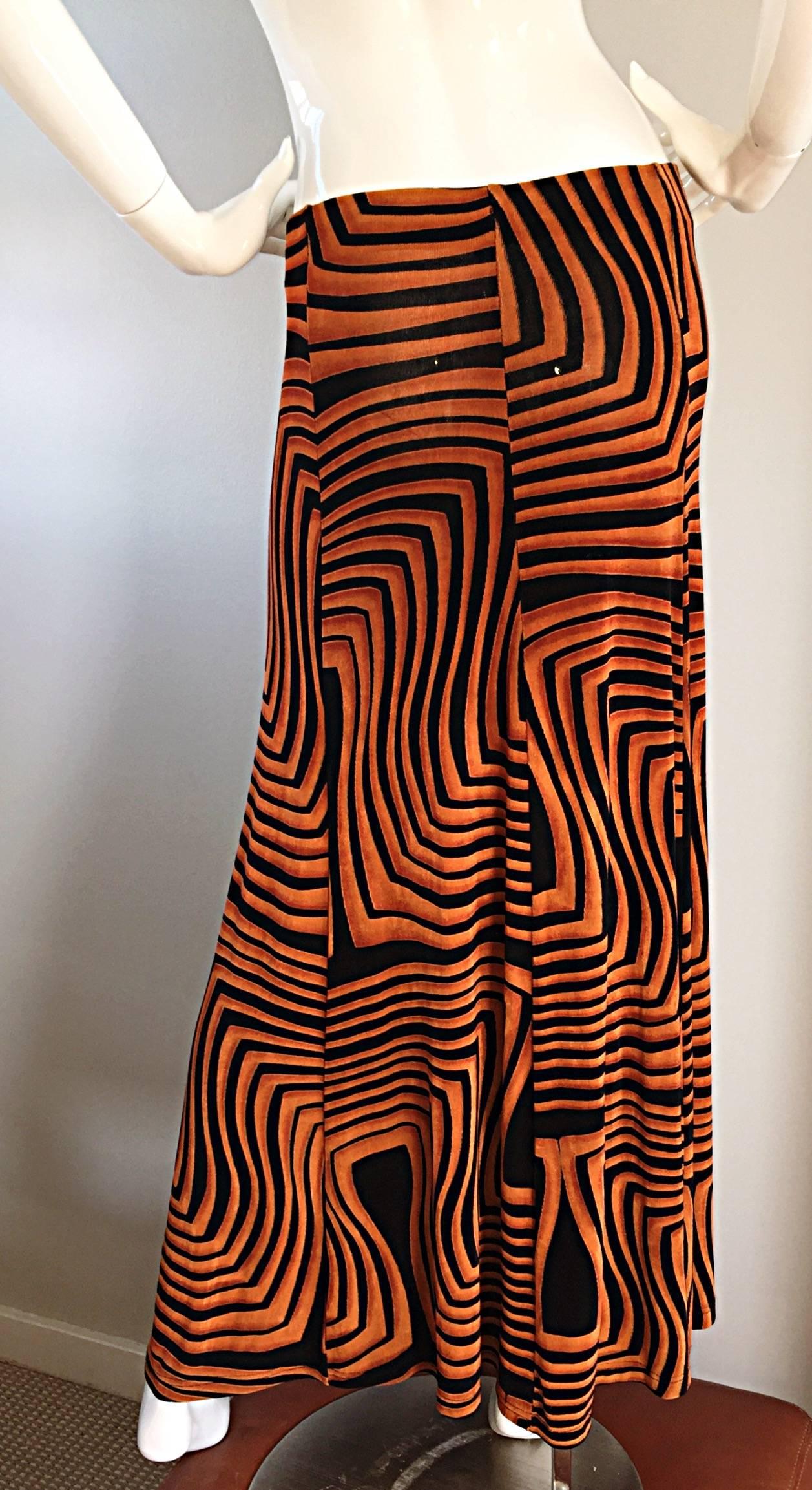 Vintage Jean Paul Gaultier 90s 3 - D Burnt Orange + Black Jersey Skirt or Dress 3