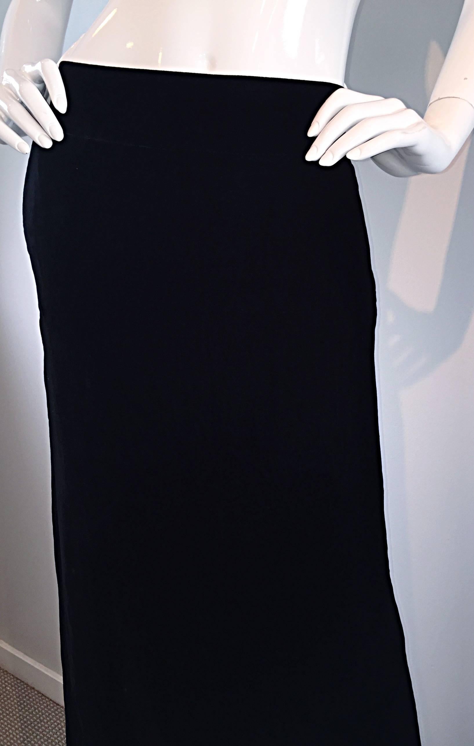 Tom Ford for Gucci Black Silk Velvet 1990s 90s Vintage Full Length Maxi Skirt In Excellent Condition In San Diego, CA