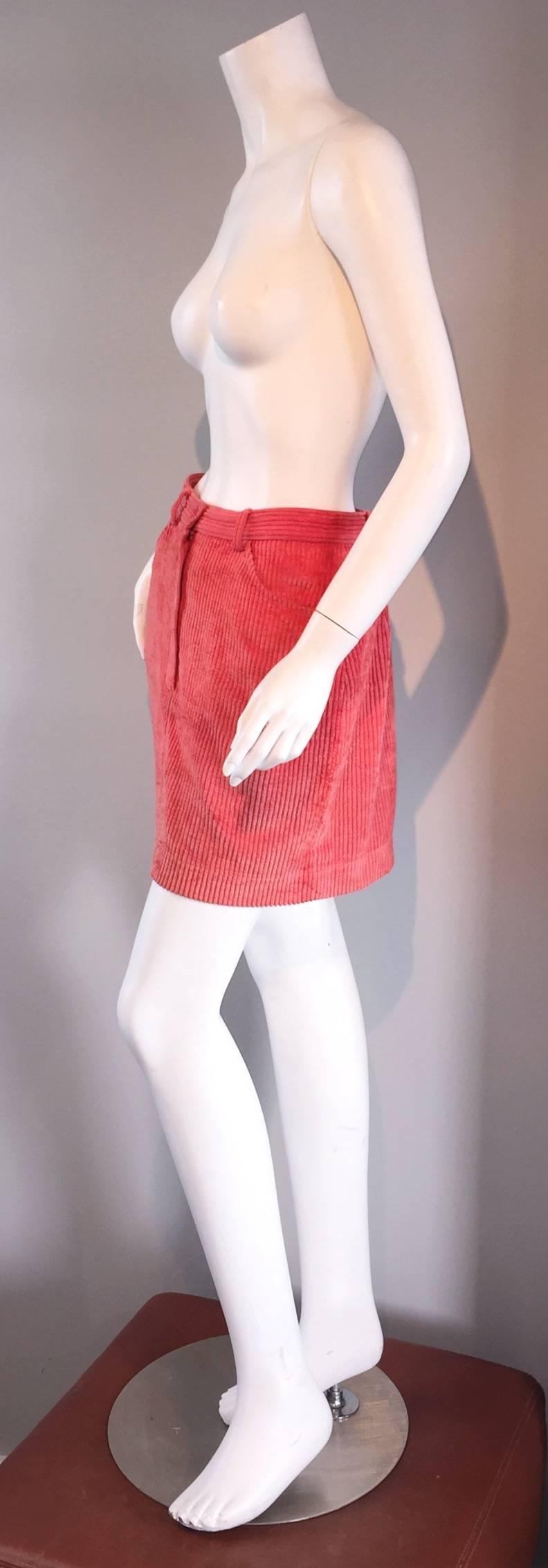 pink corduroy mini skirt