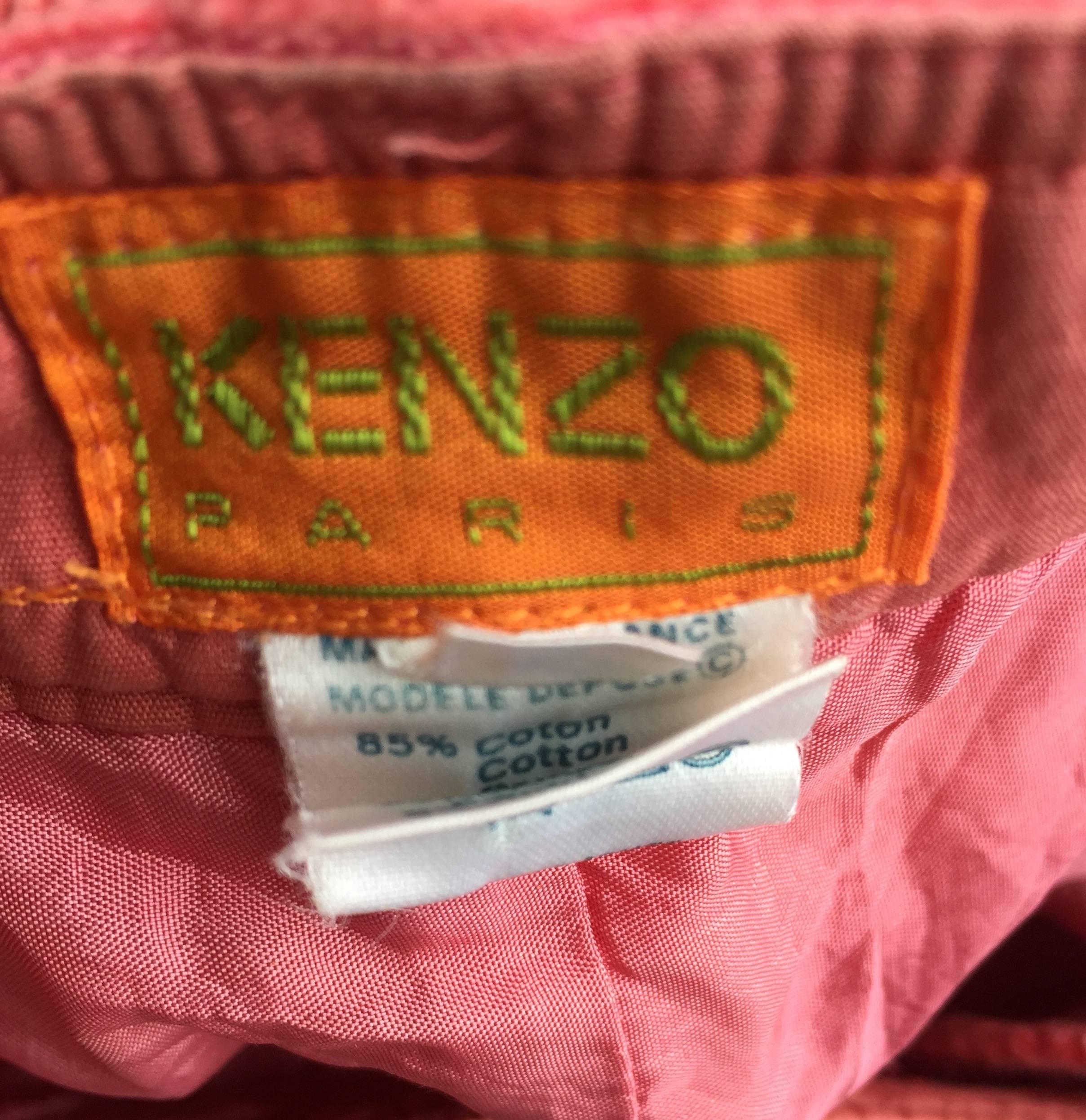 Women's Vintage Kenzo Coral Pink Corduroy 1980s 80s Mini Skirt  For Sale