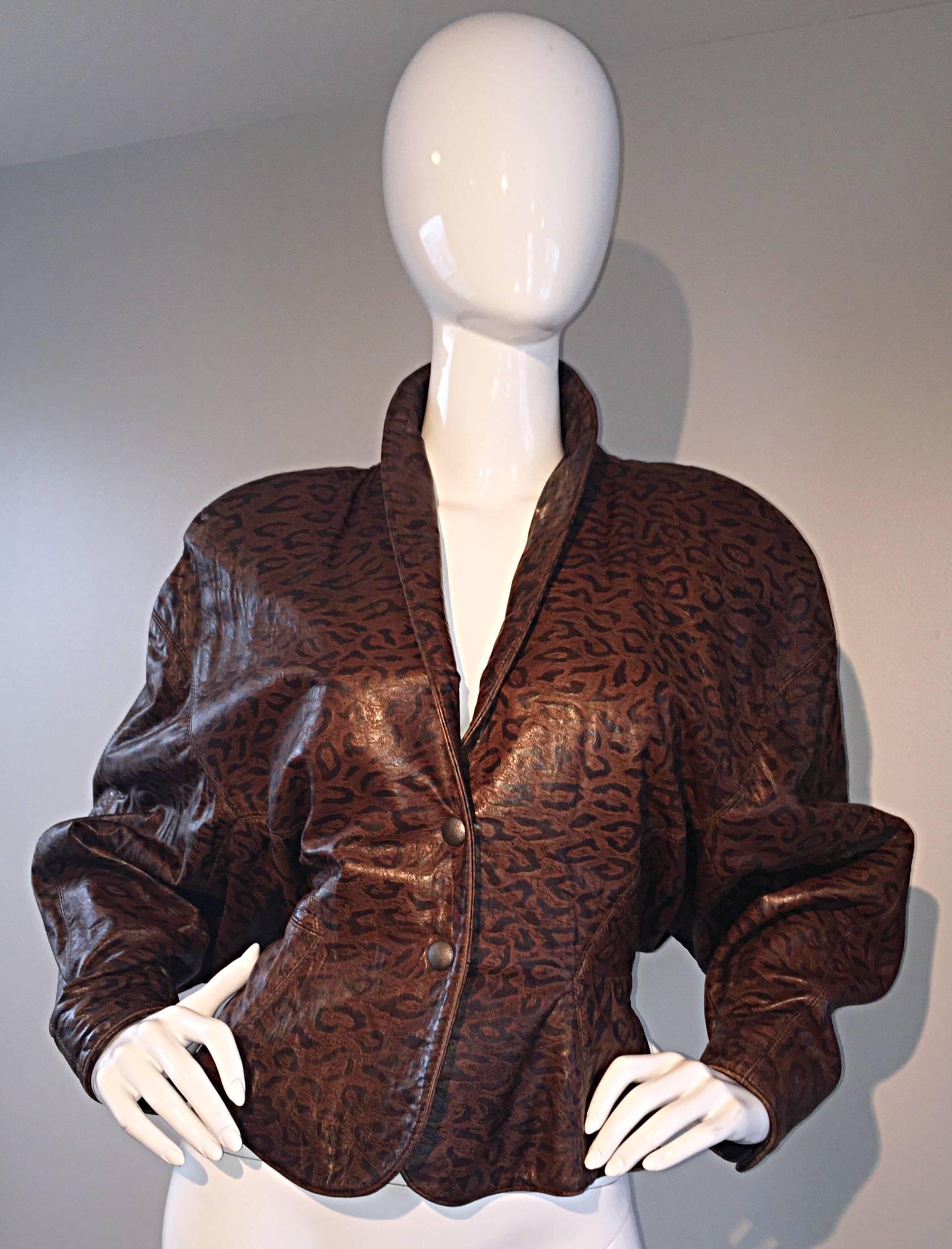 Michael Hoban for North Beach Leather Leopard Print Avant Garde Vintage Jacket 2