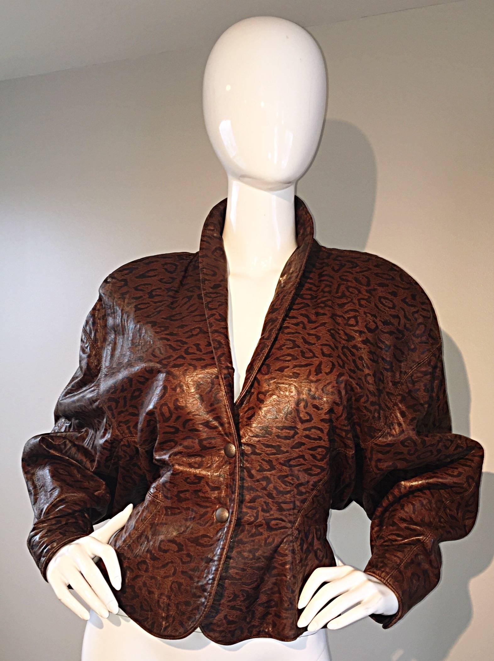 Michael Hoban for North Beach Leather Leopard Print Avant Garde Vintage Jacket 4