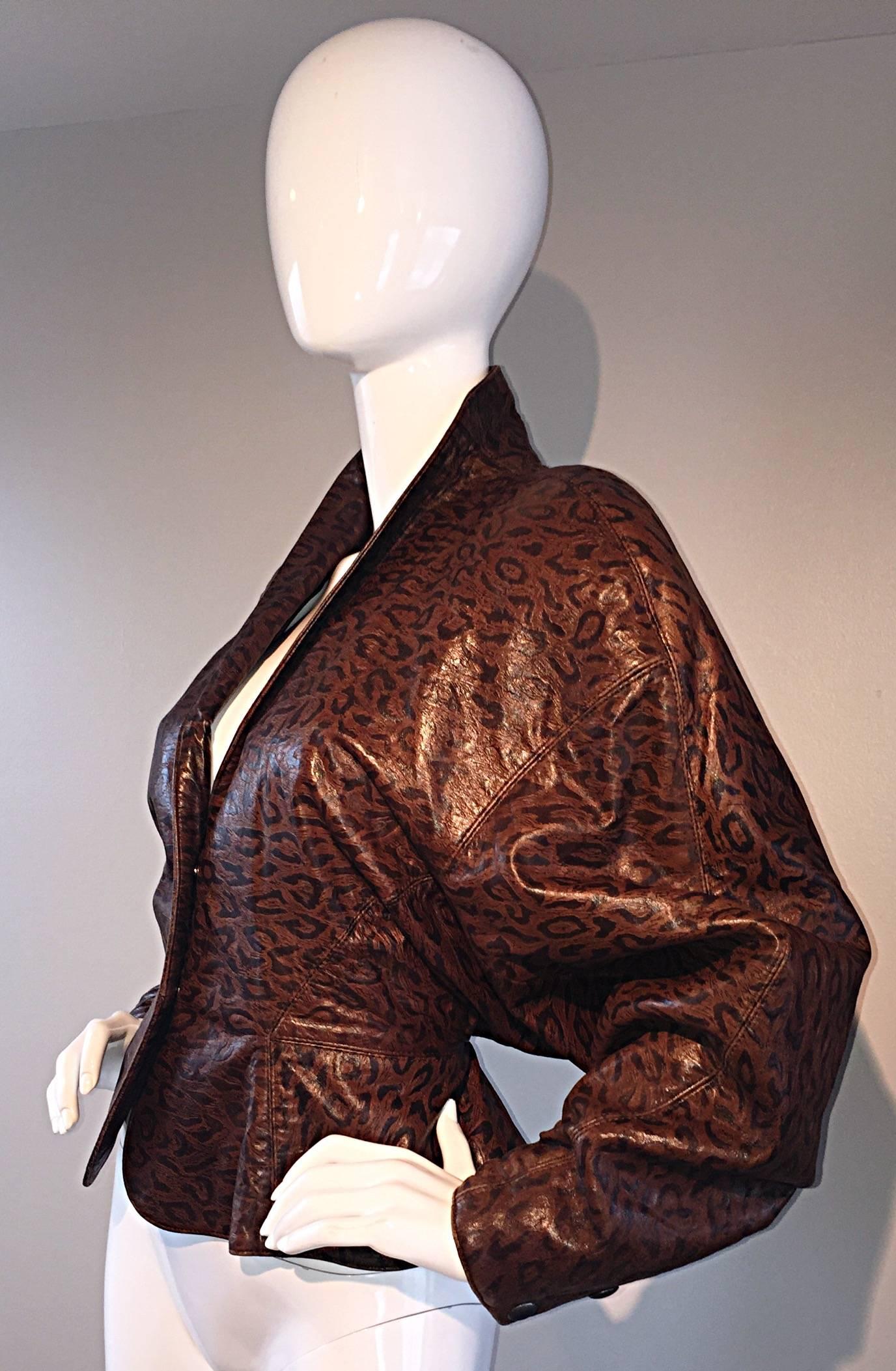 Michael Hoban for North Beach Leather Leopard Print Avant Garde Vintage Jacket 6