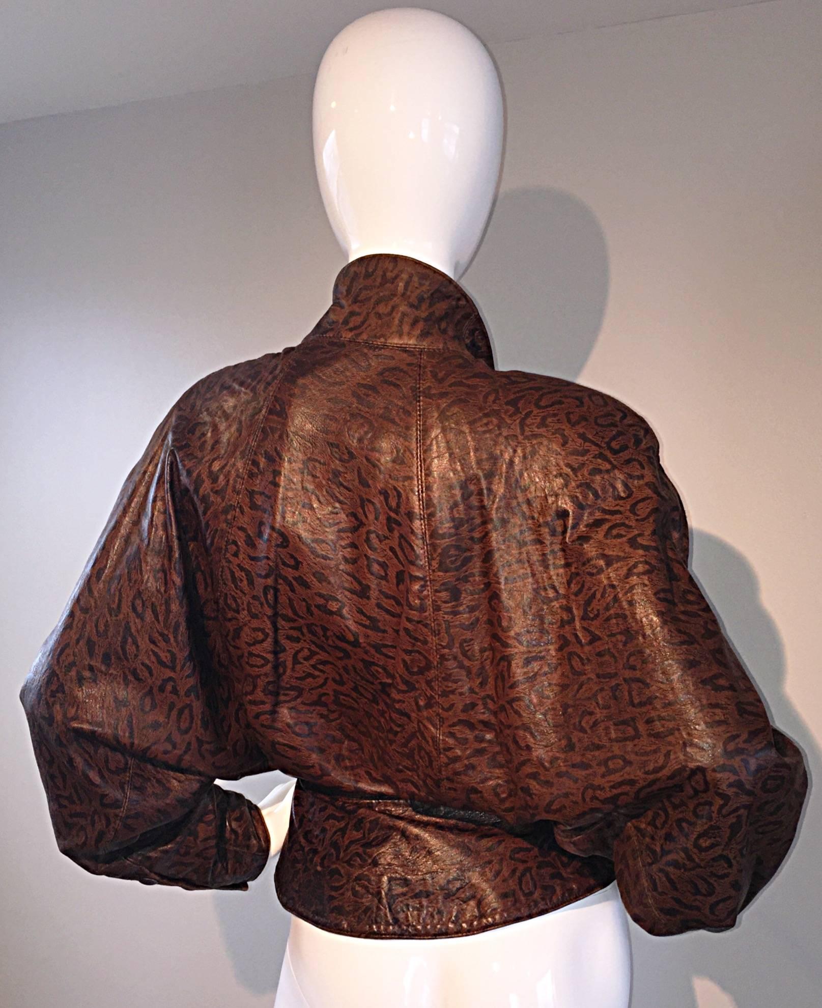 Michael Hoban for North Beach Leather Leopard Print Avant Garde Vintage Jacket In Excellent Condition In San Diego, CA