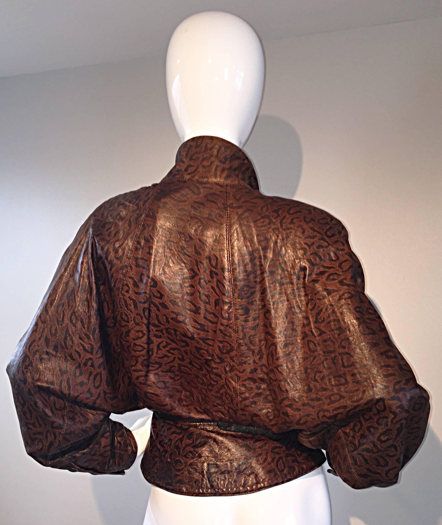 Women's Michael Hoban for North Beach Leather Leopard Print Avant Garde Vintage Jacket