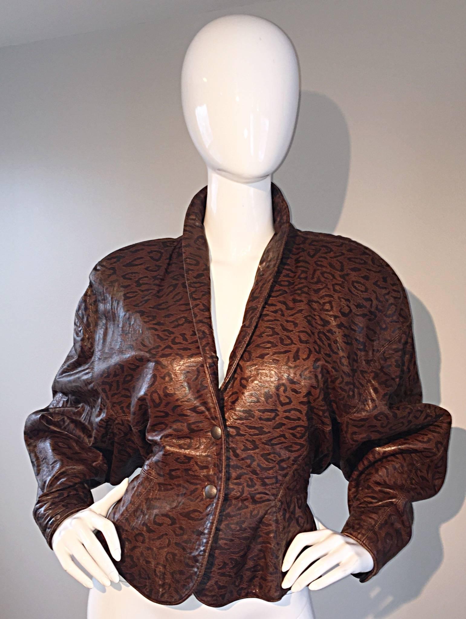 Michael Hoban for North Beach Leather Leopard Print Avant Garde Vintage Jacket 3