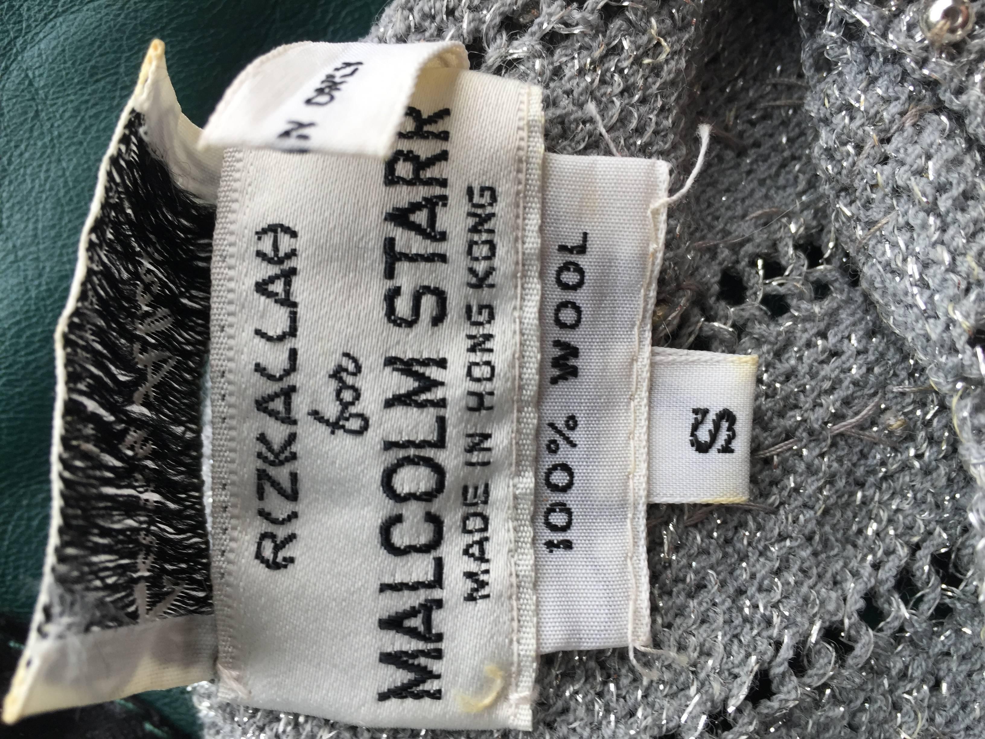 Gray Vintage Malcolm Starr by Rizkallah 1970s 70s Grey Beaded Rhinestone Crochet Top