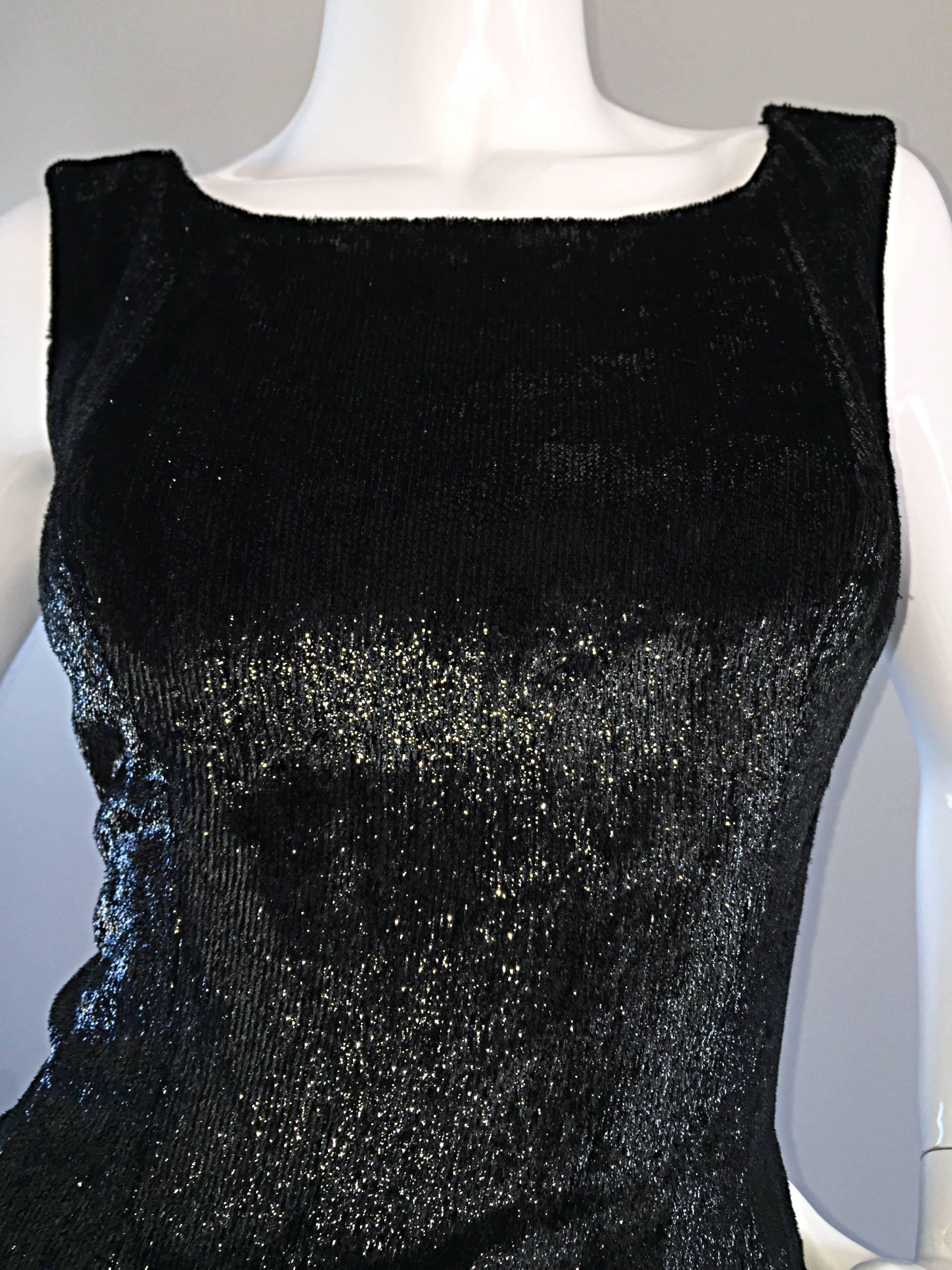 New 1950s Suzy Perette Vintage 50s Black Velvet ' Wet Look ' Cocktail Dress For Sale 1