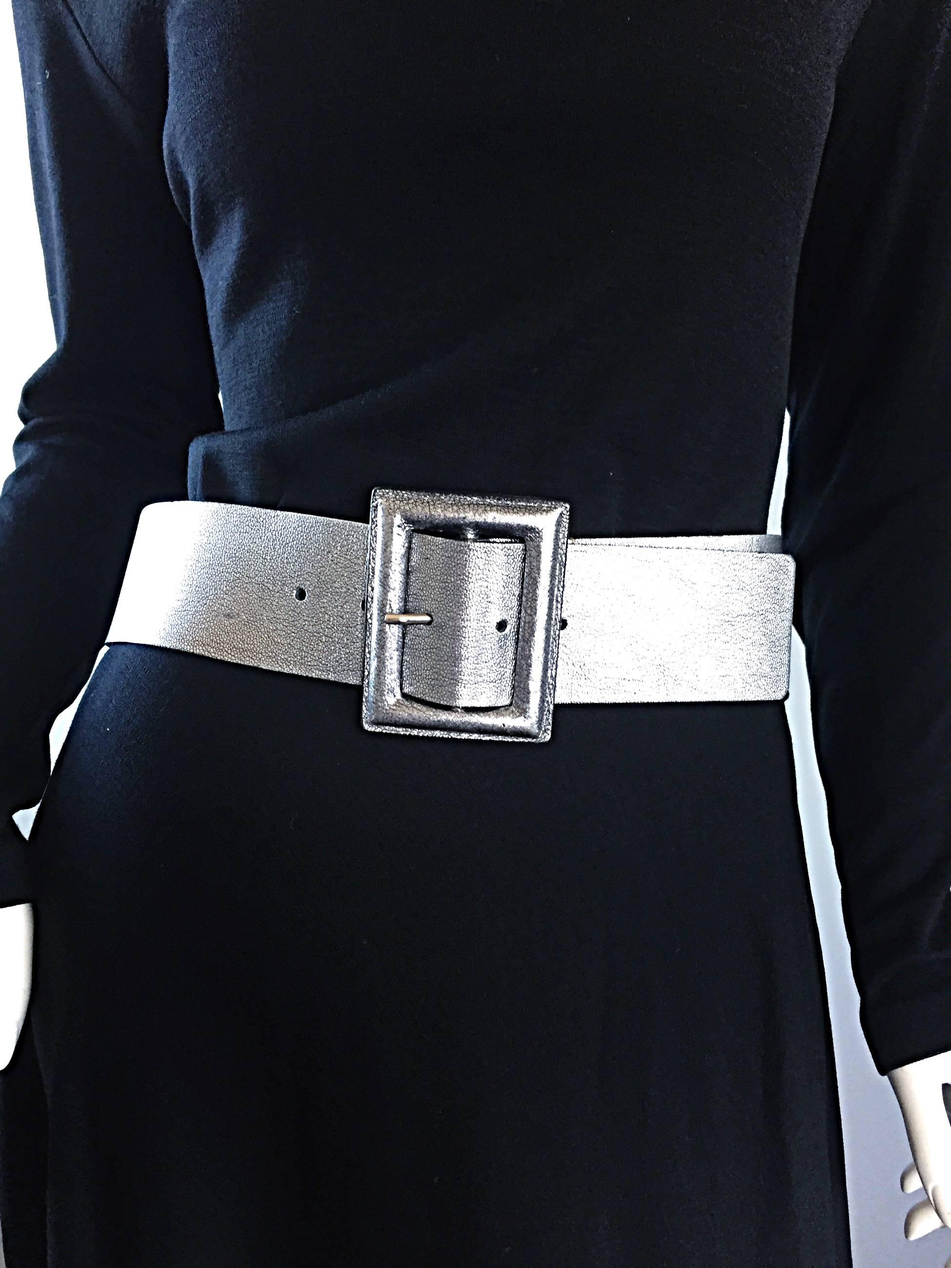 silver leather belt