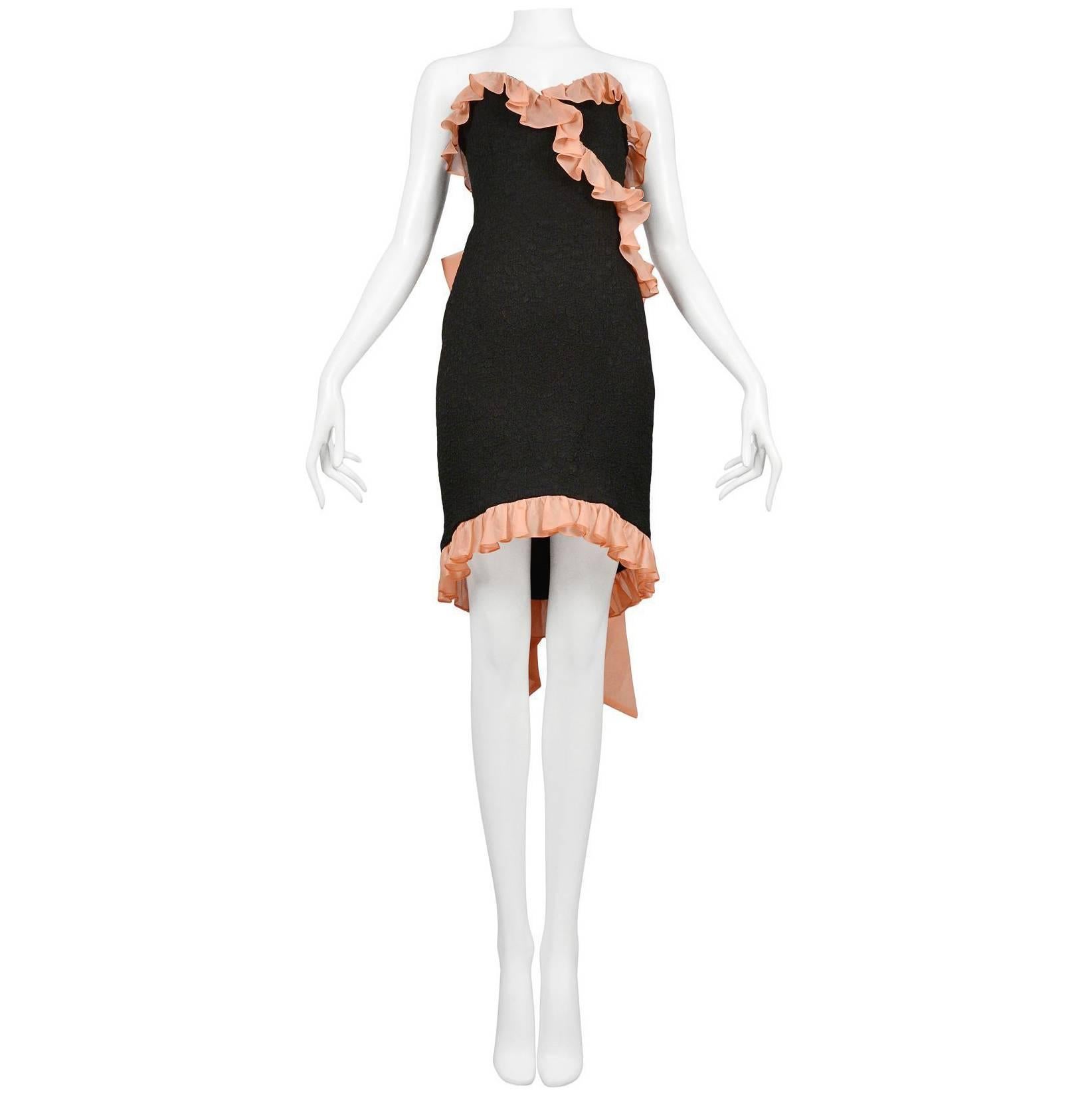Yves Saint Laurent Peach Ruffle Cocktail Dress