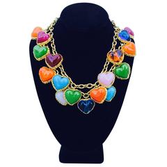 Chanel Poured Glass Hearts Necklace ca.1990