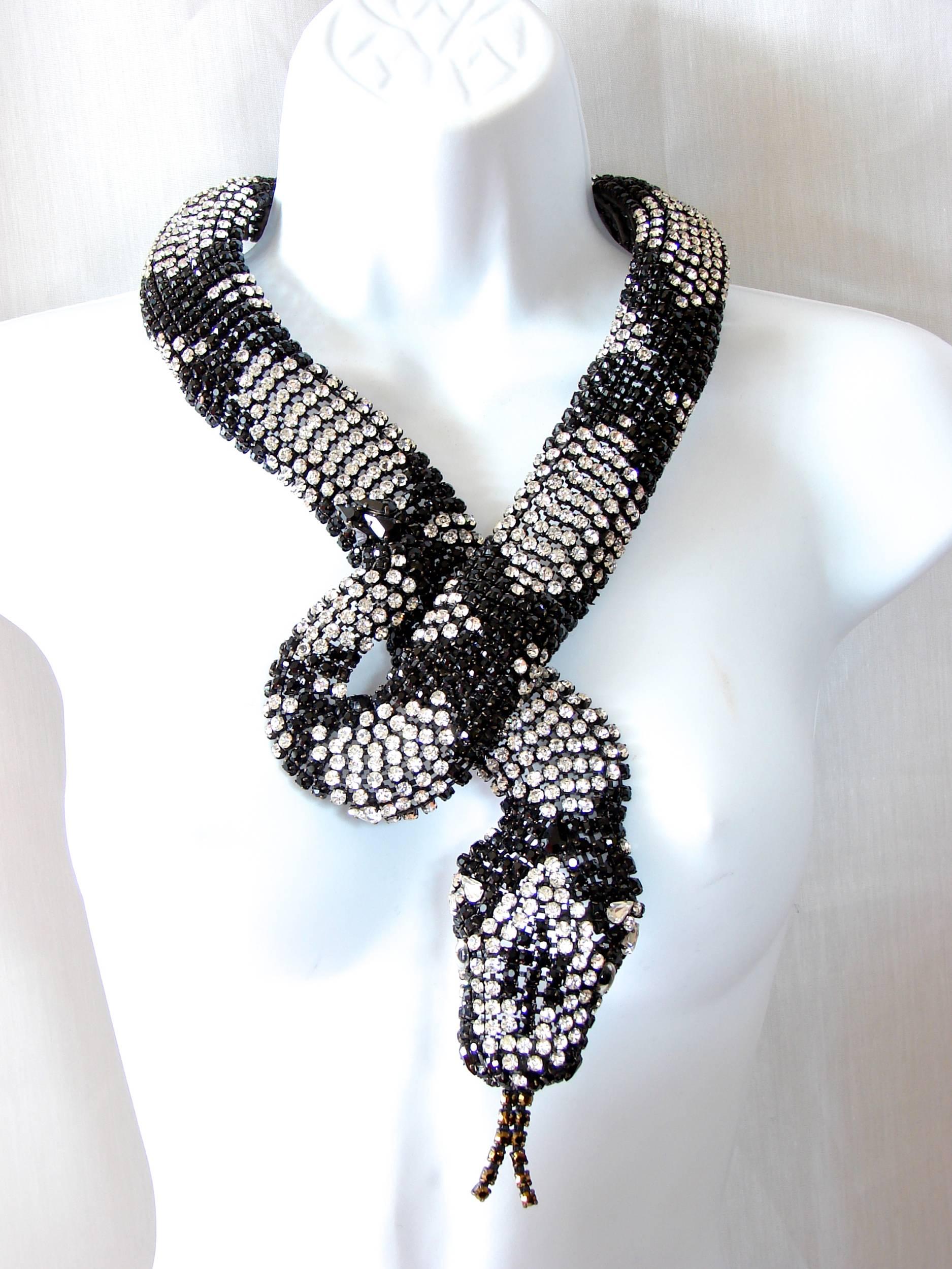 Women's Hanna Bernhard Paris Monumental Serpent Collar Snake Embellished Necklace 