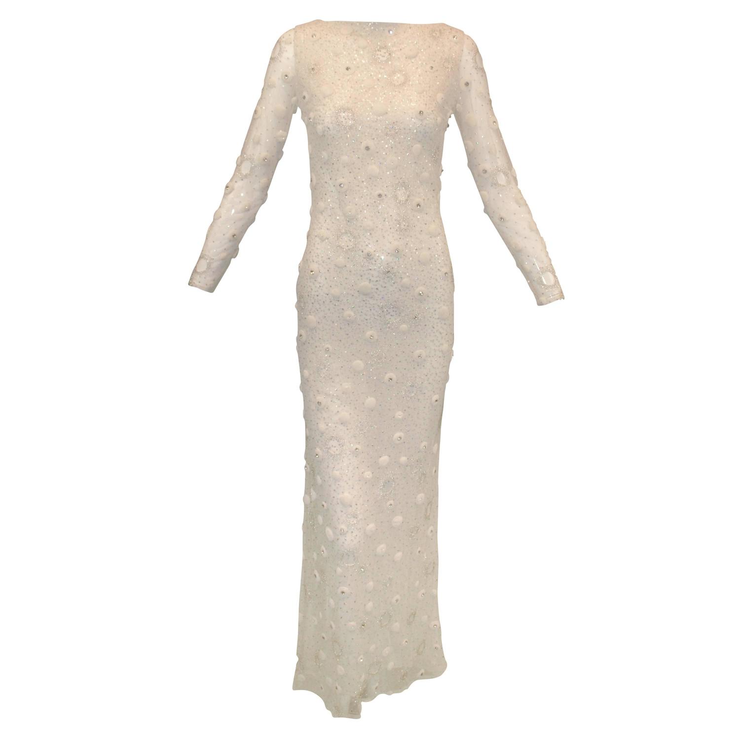 S/S 1995 Atelier Versace Gianni Ivory Silk Embellished Wedding Bridal ...