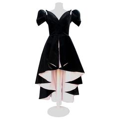 Used 1981 Thierry Mugler Top/Dress in Black Velvet and Pink Silk