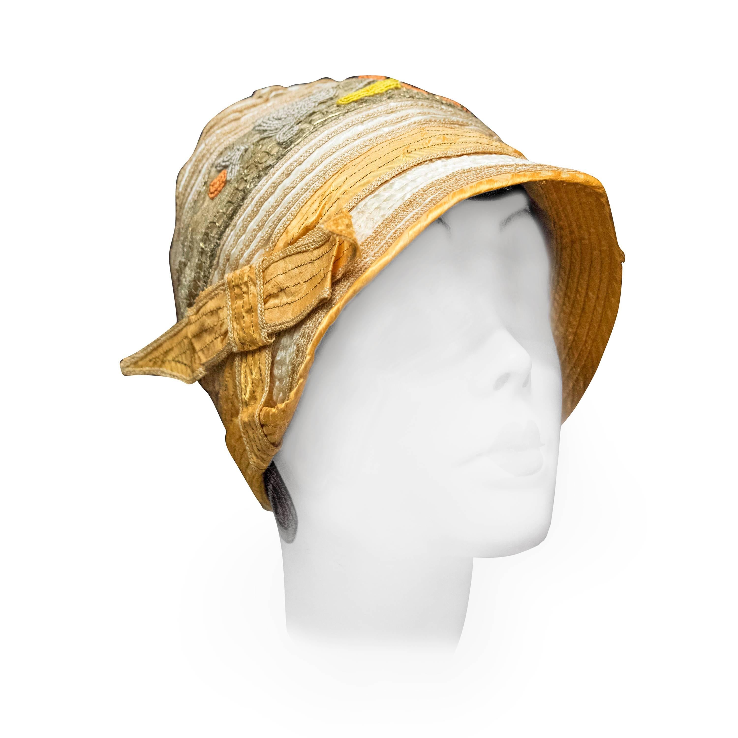 1920s Yellow Cloche Hat For Sale