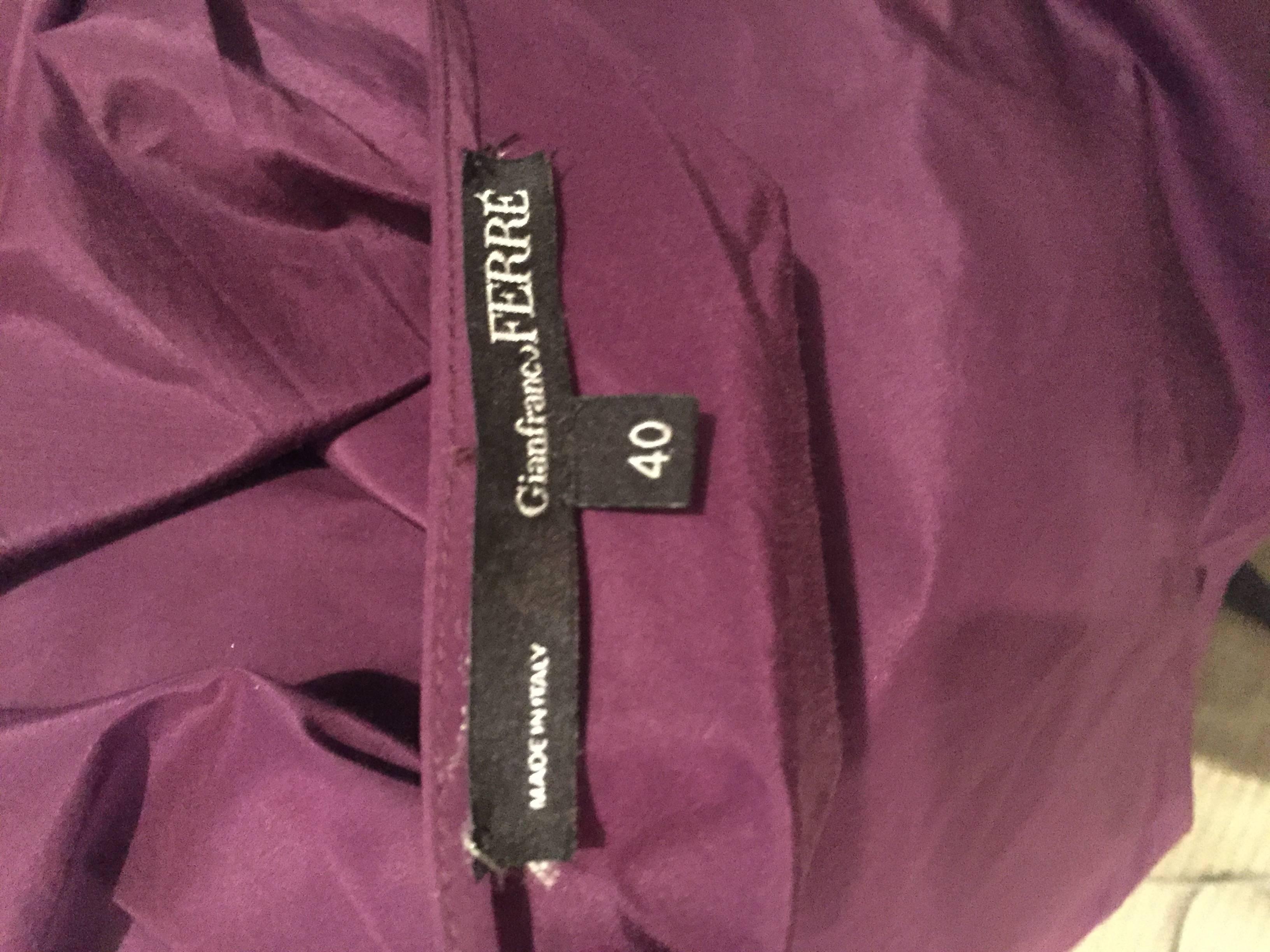 Vintage Gianfranco Ferre Rich Purple Silk Origami One Shoulder Toga Dress For Sale 1