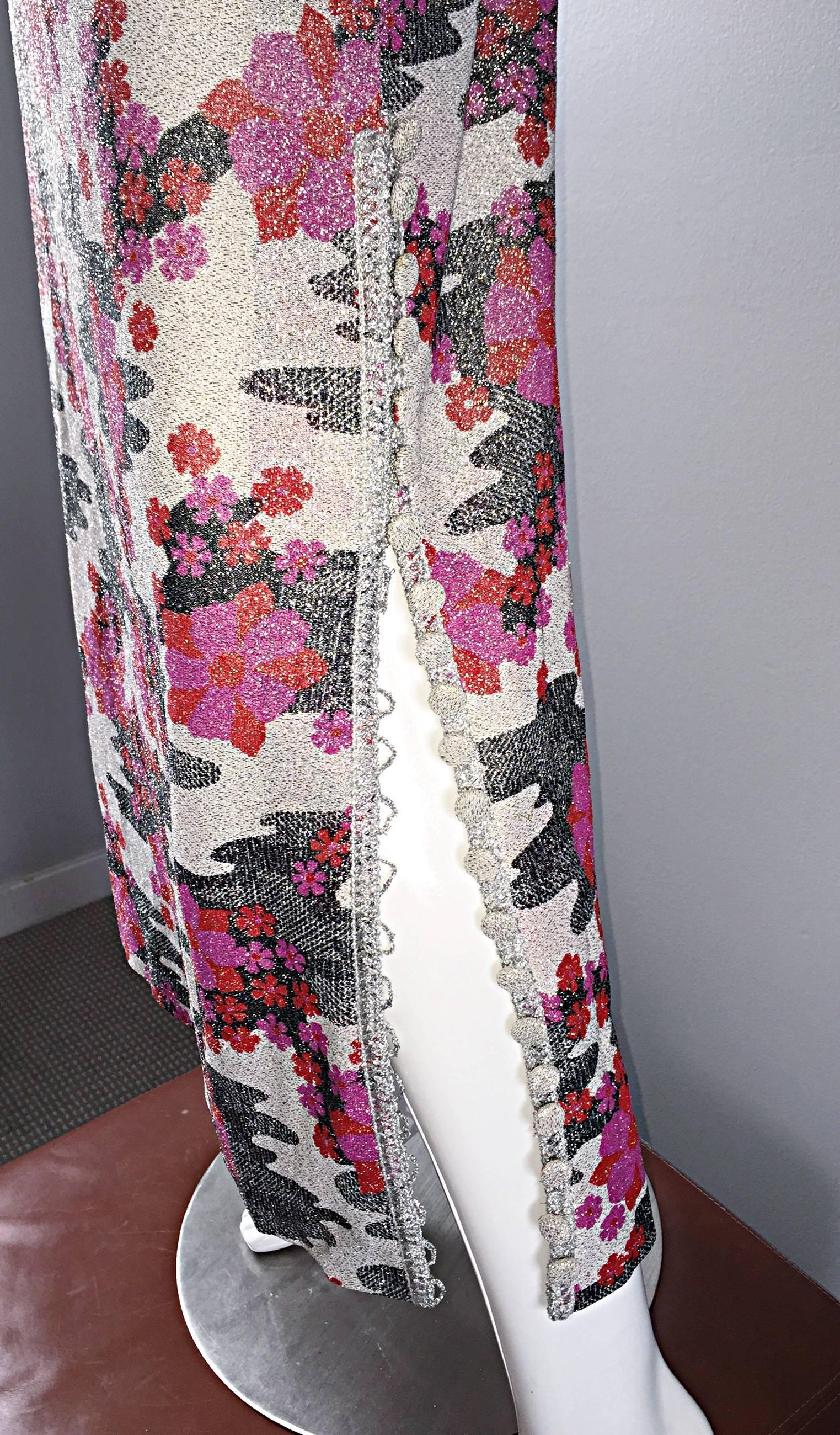 Sensational 1960s Vintage Balmain Metallic Cherry Blossom Op - Art Dress / Gown 2
