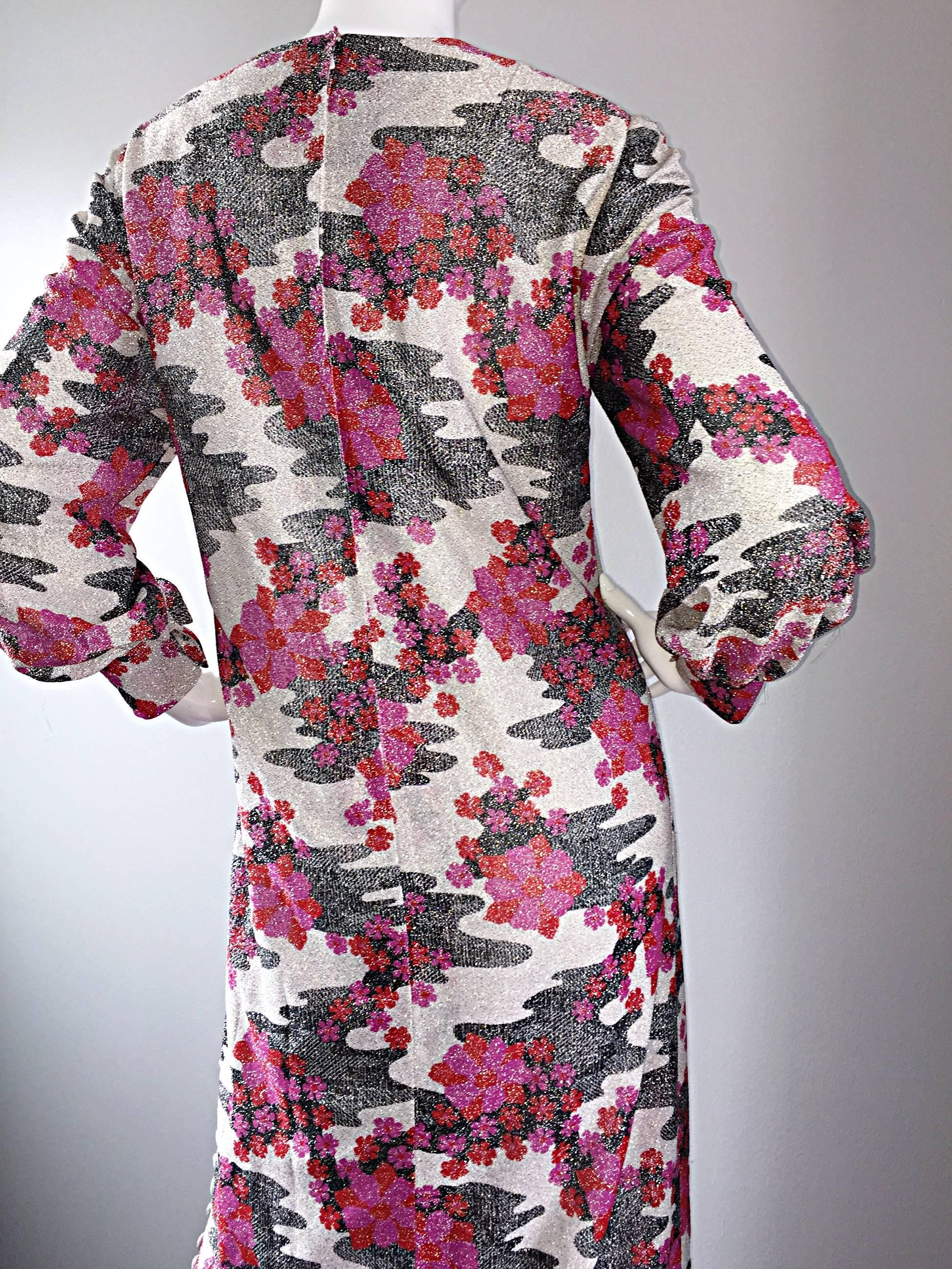 Sensational 1960s Vintage Balmain Metallic Cherry Blossom Op - Art Dress / Gown 4