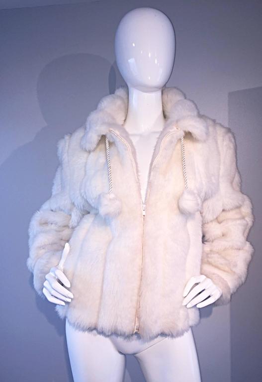 Vintage Oleg Cassini Winter White Faux Fur ' Pom Pom ' Jacket Coat For Sale  at 1stDibs | oleg cassini jacket, oleg cassini fur coat, winter white jacket