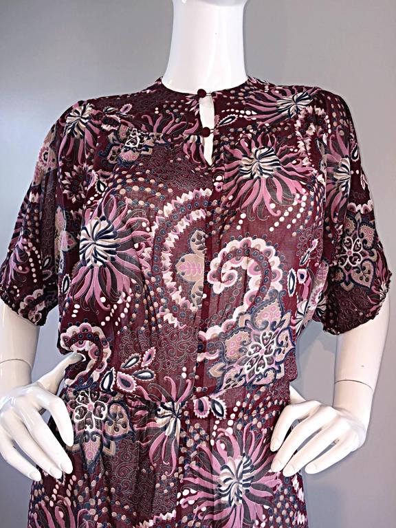 Amazing 1970s 70s Cotton + Silk Op - Art Dolman Sleeve Boho Bohemian ...