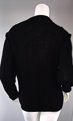 Vintage Celine Black Virgin Wool Ribbed Cardigan Sweater w/ Gold Horsebit Chains