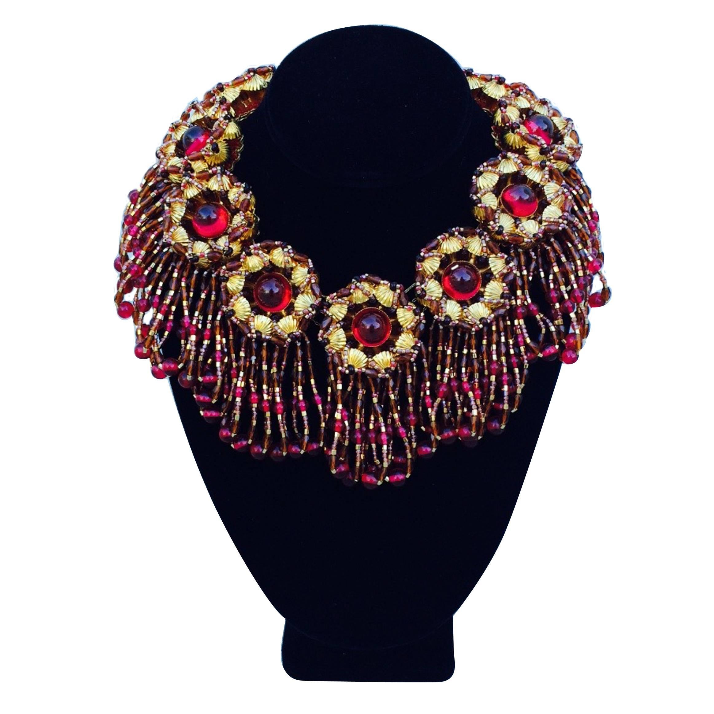 Exquisite One-Off William de Lillo Fringed Collar Necklace 1979