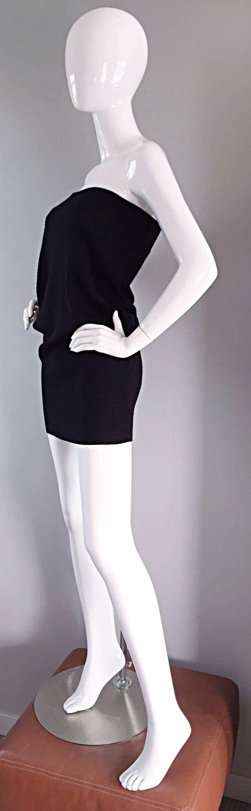 Sexy Vintage Patrick Kelly 1980s 80s Black Wool Strapless Dress, Top, or Skirt For Sale 1
