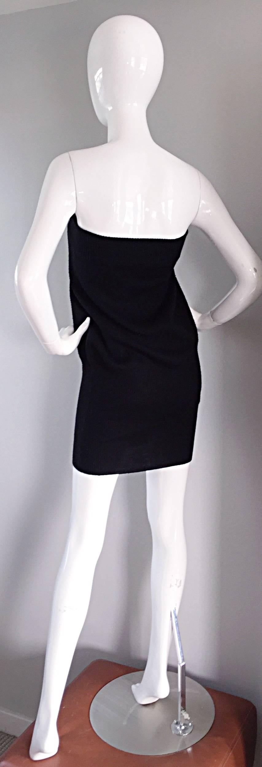 Sexy Vintage Patrick Kelly 1980s 80s Black Wool Strapless Dress, Top, or Skirt For Sale 2