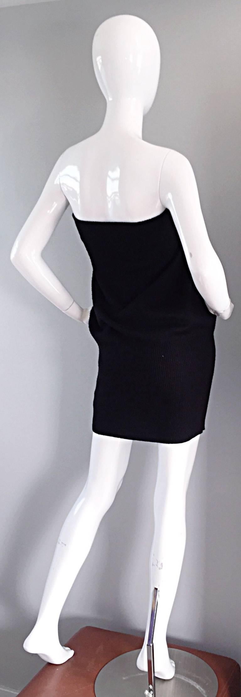 Sexy Vintage Patrick Kelly 1980s 80s Black Wool Strapless Dress, Top, or Skirt For Sale 4