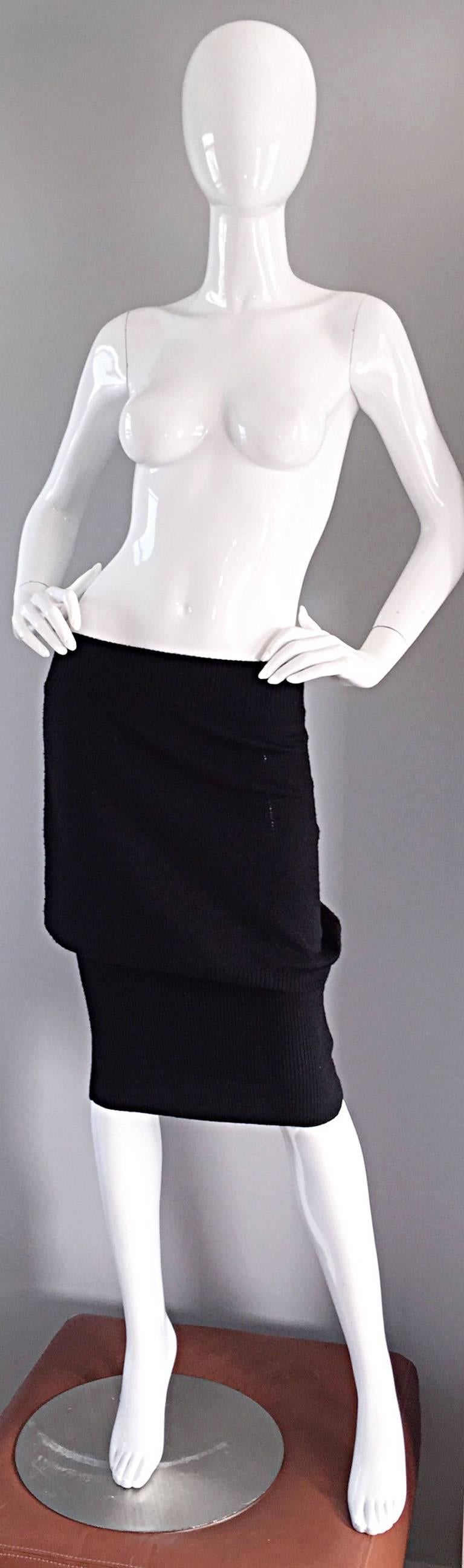 Sexy Vintage Patrick Kelly 1980s 80s Black Wool Strapless Dress, Top, or Skirt For Sale 6