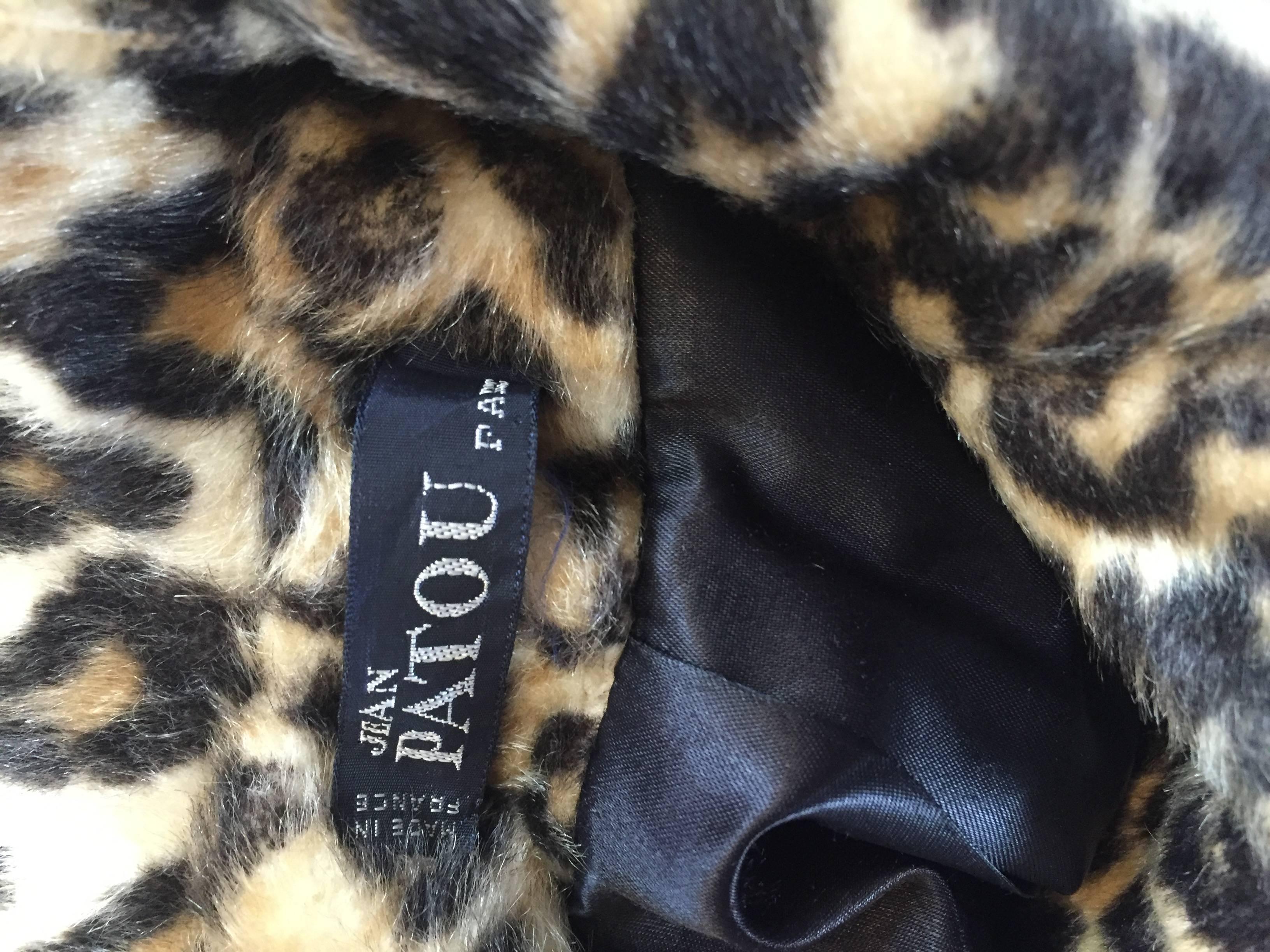 Rare 1960s Jean Patou by Karl Lagerfeld Faux Fur Leopard Vintage Swing Jacket 2