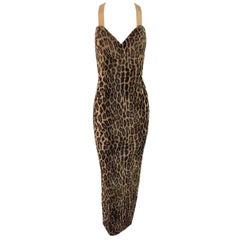 F/W 1994 Gianni Versace Faux Fur Leopard Gown Dress Seen On Fran Drescher 38