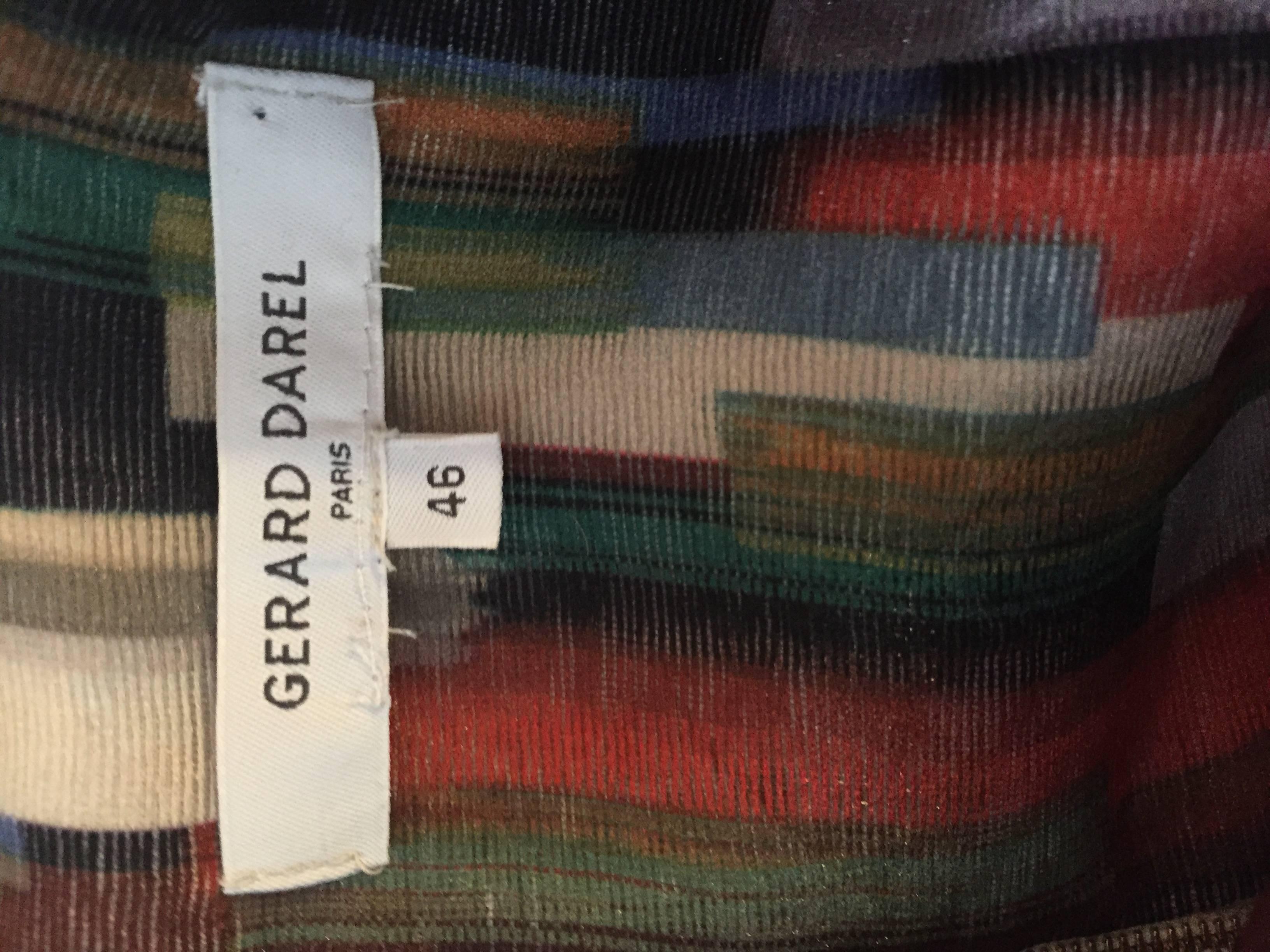 Gerard Darel Multi Color Abstract Silk Trapeze Swing Top / Blouse Made in France For Sale 3