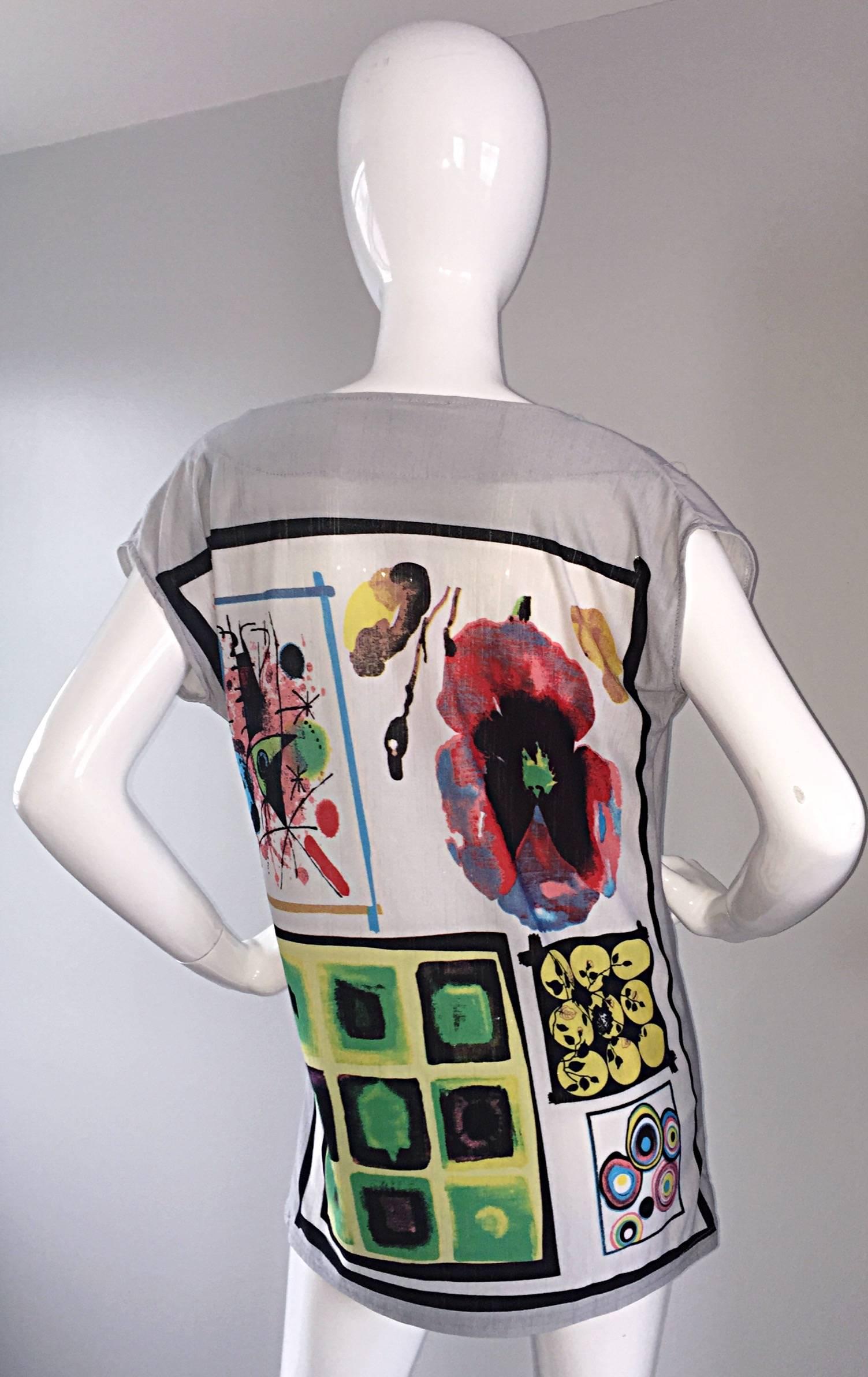 1990s Vintage Anna Sui ' Cubism ' Modernist Cotton Tunic Top Or 90s Mini Dress For Sale 4