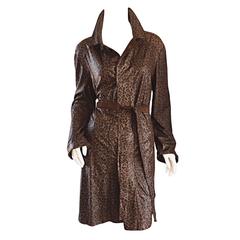 Vintage Mario Vittorio Reversible Leopard Brown Suede Belted Trench Jacket