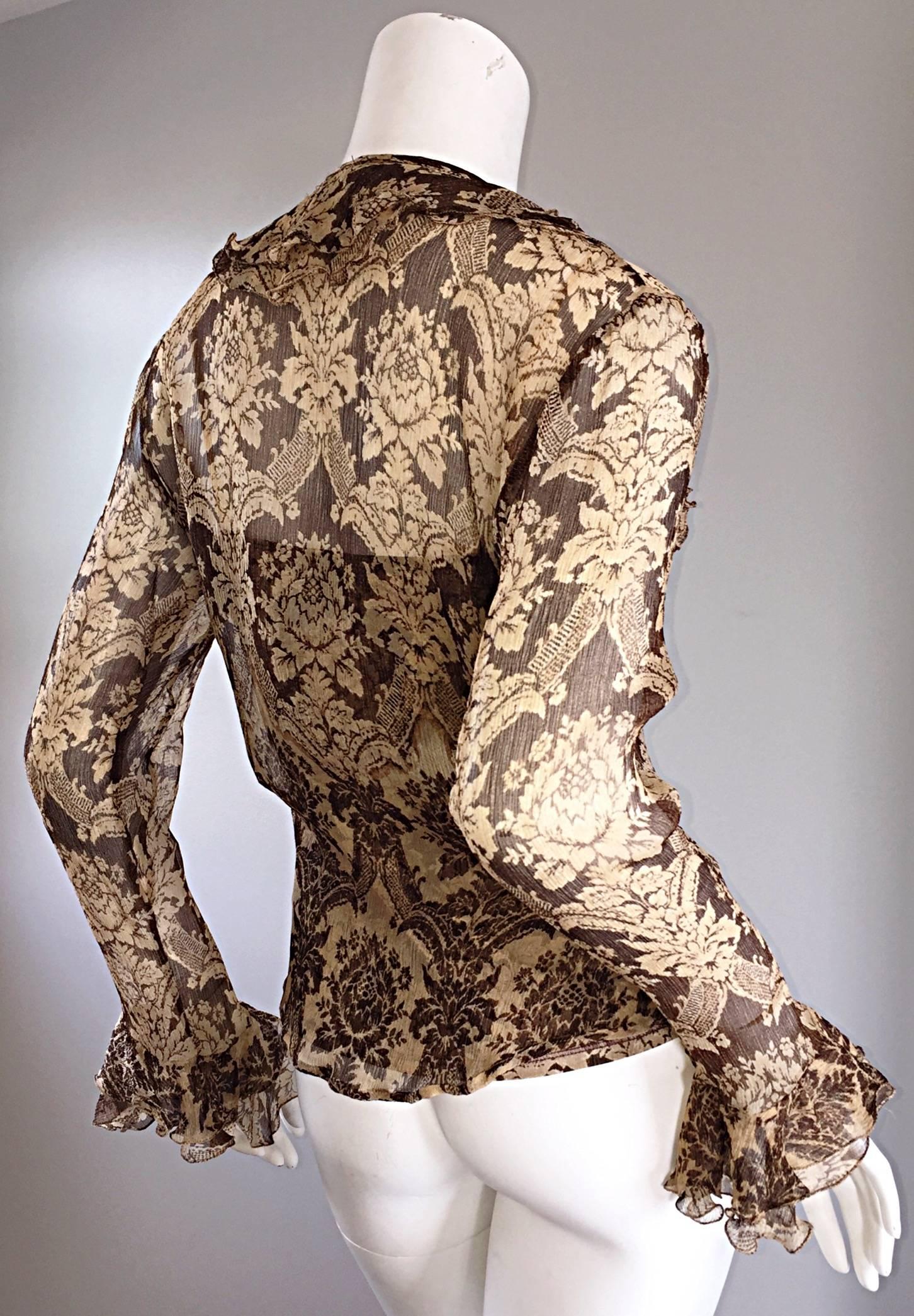 Amazing Vintage Roberto Cavalli Regal ' Victorian Lace ' Silk Blouse & Cardigan  1