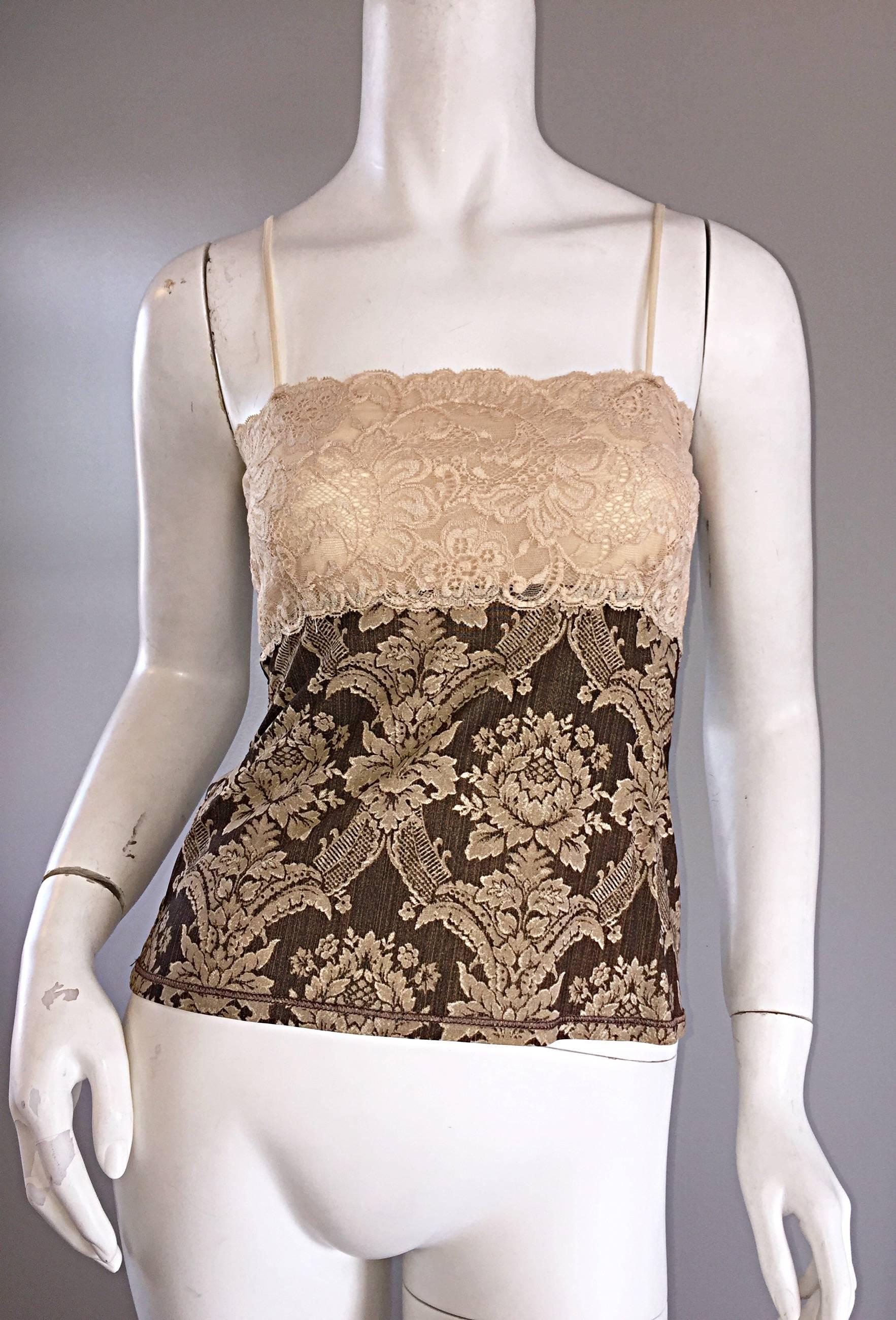 Women's Amazing Vintage Roberto Cavalli Regal ' Victorian Lace ' Silk Blouse & Cardigan 