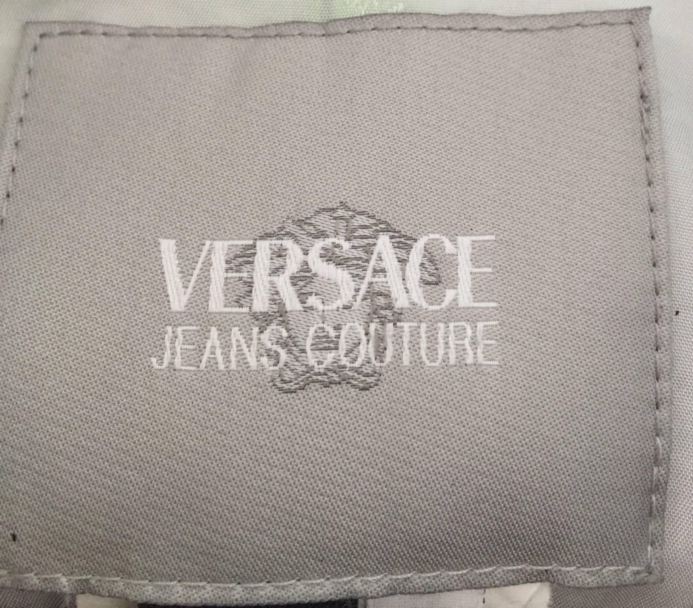 Important Vintage 1990s Gianni Versace Jeans Couture Op  Art Belted 90s Jacket In Excellent Condition For Sale In San Diego, CA