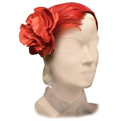 1950s Red Velvet Cocktail Hat